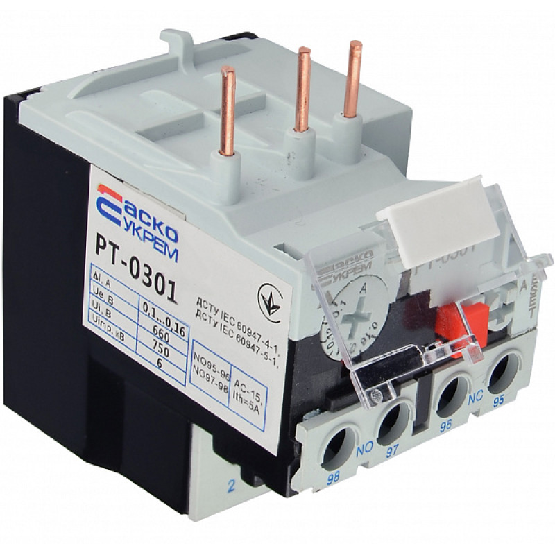 Тепловое реле для ПМ-0 0.1-0.16А [A0040060048] PT-0301 (JR28-25K 0301) АСКО