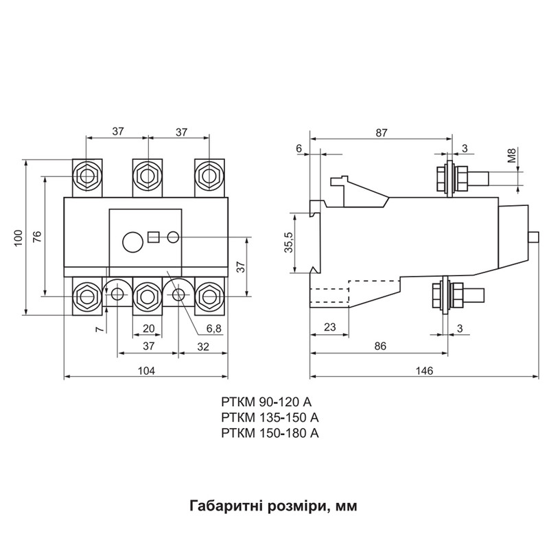 Тепловое реле 150-180A для контакторов серии КМ [A0040060062] РТКМ АСКО