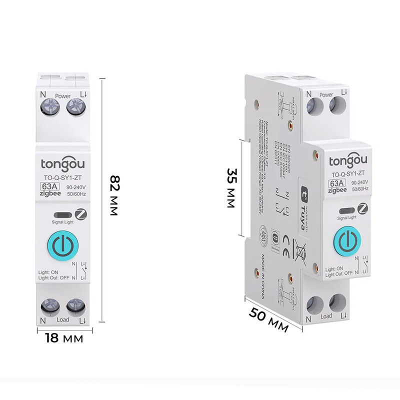 ZigBee умный-выключатель, только таймер 1P+N 6A 230V Smart Life, Tuya [TO-Q-SY1-ZT-6A] Tongou