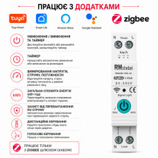 ZIgBee умный-выключатель с счетчиками, таймером 1P+N 63A 230V Smart Life, Tuya [RMDZB-1PNL 63J] RMshebei