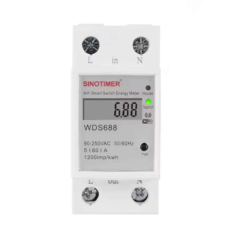 WiFi розумне-реле з повним захистом, лічильниками, таймером 1P+N 60A 230V Smart Life, Tuya [WDS688] Sinotimer