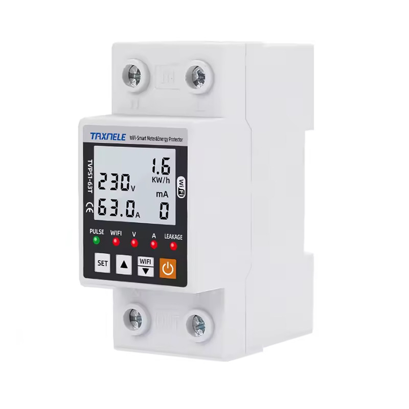 WiFi умное-реле с полной защитой, счетчиками, таймером 1P+N 63A 230V Smart Life, Tuya [TVPS1-63T] Taxnele