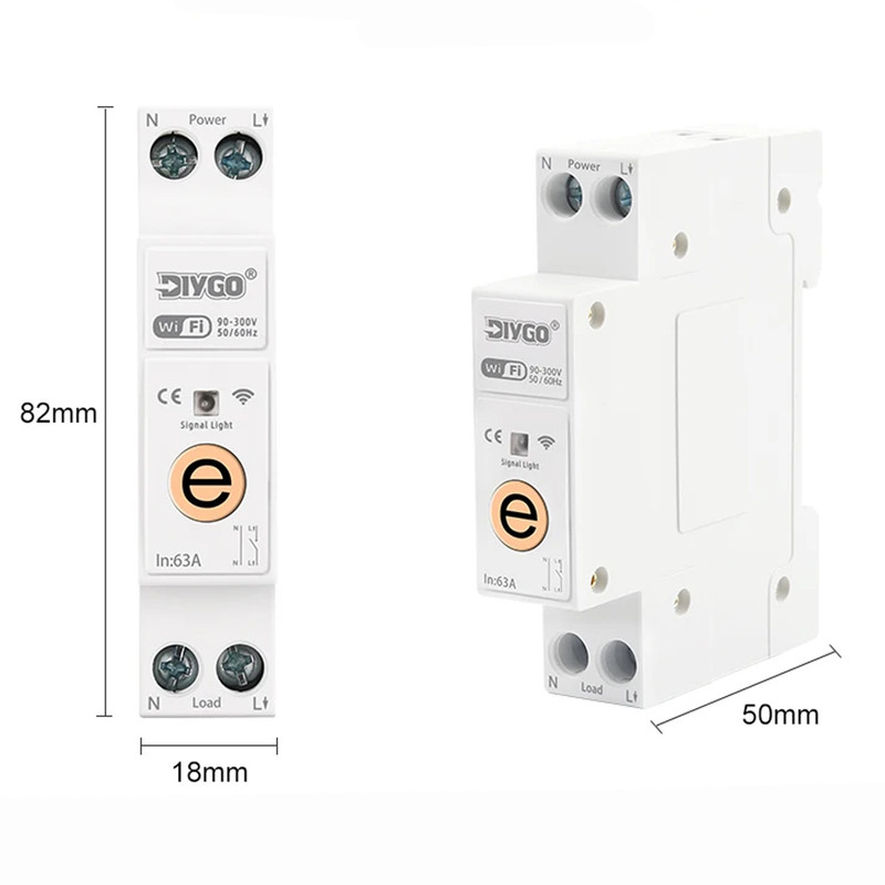 WiFi умный-выключатель, только таймер 1P+N 16A 230V eWeLink [DGB-63E-16A] DiyGo