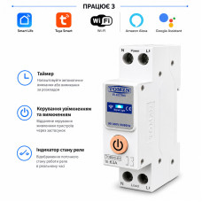 WiFi умный-выключатель, только таймер 1P+N 63A 230V Smart Life, Tuya [TOB9S-63S-63A] Tomzn