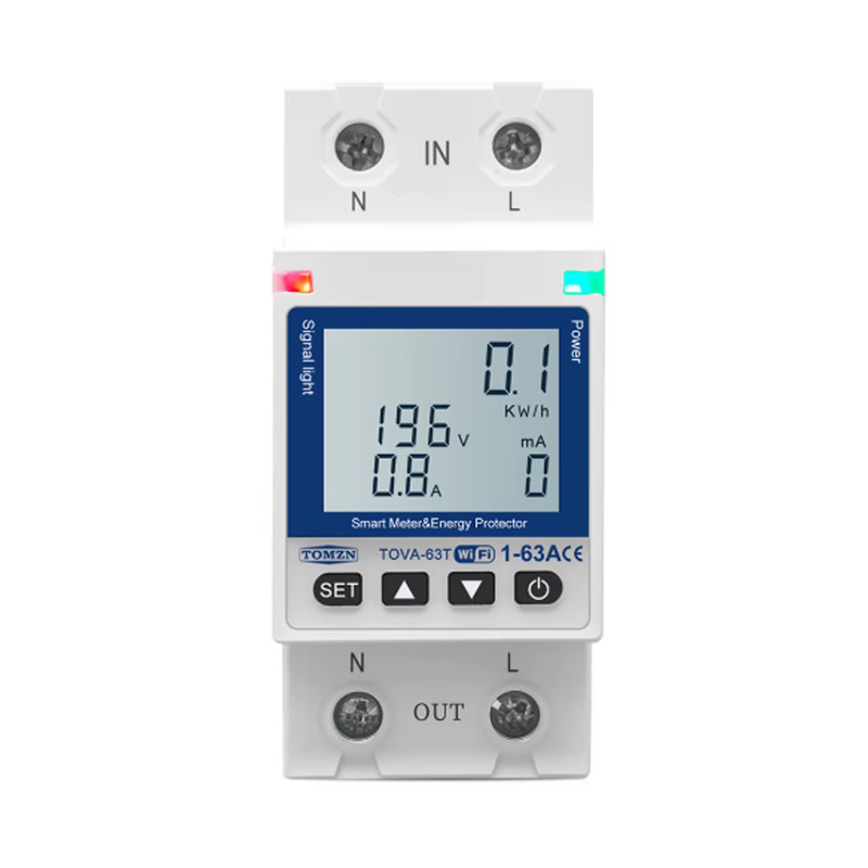 WiFi умное-реле с полной защитой, счетчиками, таймером 1P+N 63A 230V Smart Life, Tuya [TOVA-63T] Tomzn