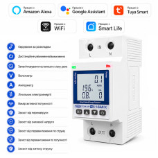 WiFi умное-реле с полной защитой, счетчиками, таймером 1P+N 63A 230V Smart Life, Tuya [TOVA-63T] Tomzn
