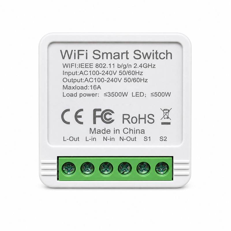 WiFi мини умный-выключатель, таймер, голосовое управление 16A 230V совместим с eWeLink [KR2301] Gamma