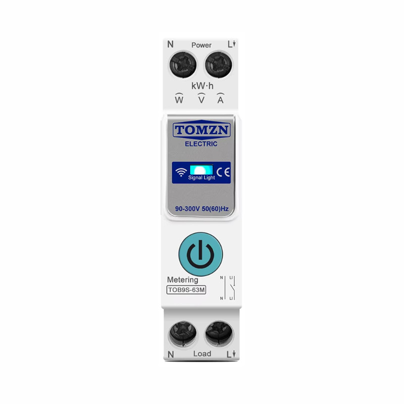 WiFi умный-выключатель с счетчиками, таймером 1P+N 50A 230V Smart Life, Tuya [TOB9S-63M-50A] Tomzn