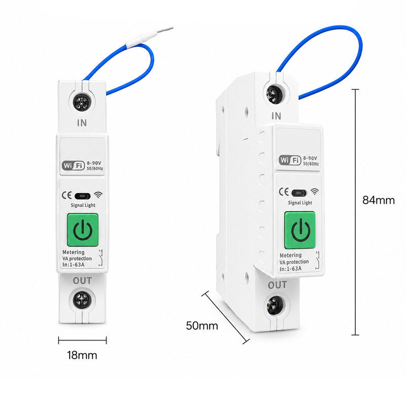 WiFi розумний-вимикач з повним захистом, лічильниками, таймером 1P 63A 230V Smart Life, Tuya [TY-VAP-N] LARKKEY