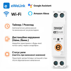 WiFi розумний-вимикач, тільки таймер 1P+N 25A 230V eWeLink [DGB-63E-25A] DiyGo