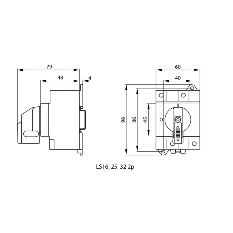 Вимикач навантаження 2Р 25A DC для сонячних панелей (PV систем) [4660061] LS 25 SMA A2 ETI