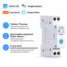 WiFi розумний-вимикач, тільки таймер 1P+N 63A 230V Smart Life, Tuya [GWS10-W1] Geya