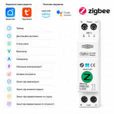ZigBee умный-выключатель с полной защитой, счетчиками, таймером 1P+N 63A 230V Smart Life, Tuya [TOB9Z-VAP] Tomzn