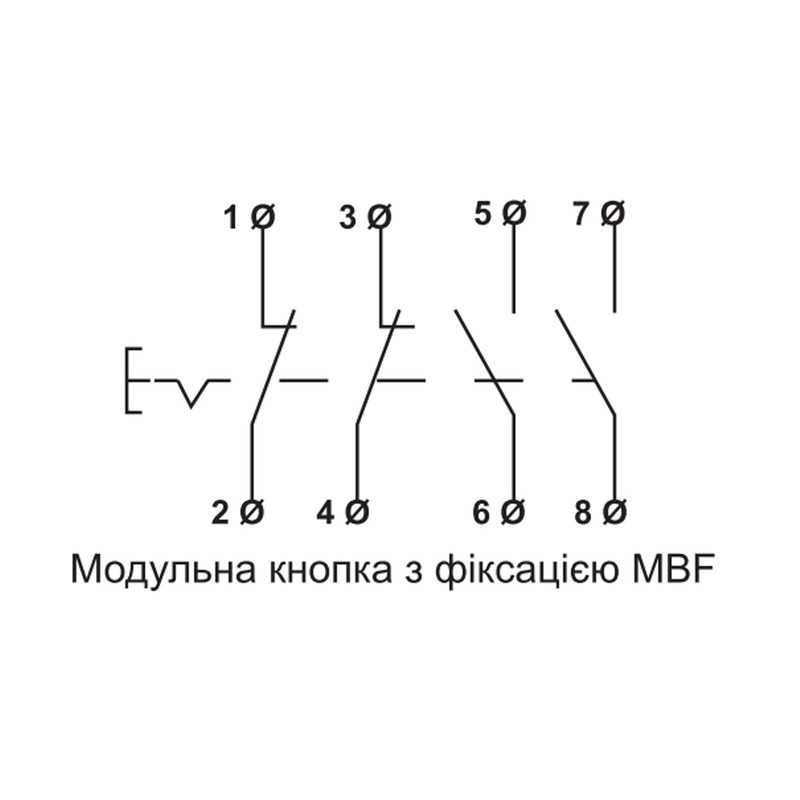 Кнопка на DIN-рейку 2NO+2NC с фиксацией 230V АС белая [A0150010112] МВF-22 АСКО
