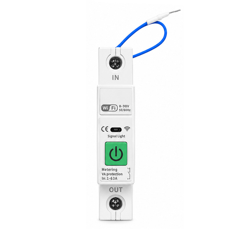 WiFi розумний-вимикач з повним захистом, лічильниками, таймером 1P 63A 230V Smart Life, Tuya [TY-VAP-N] LARKKEY