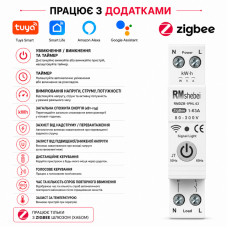 ZIgBee умный-выключатель с полной защитой, счетчиками, таймером 1P+N 63A 230V Smart Life, Tuya [RMDZB-1PNL 63JT] RMshebei