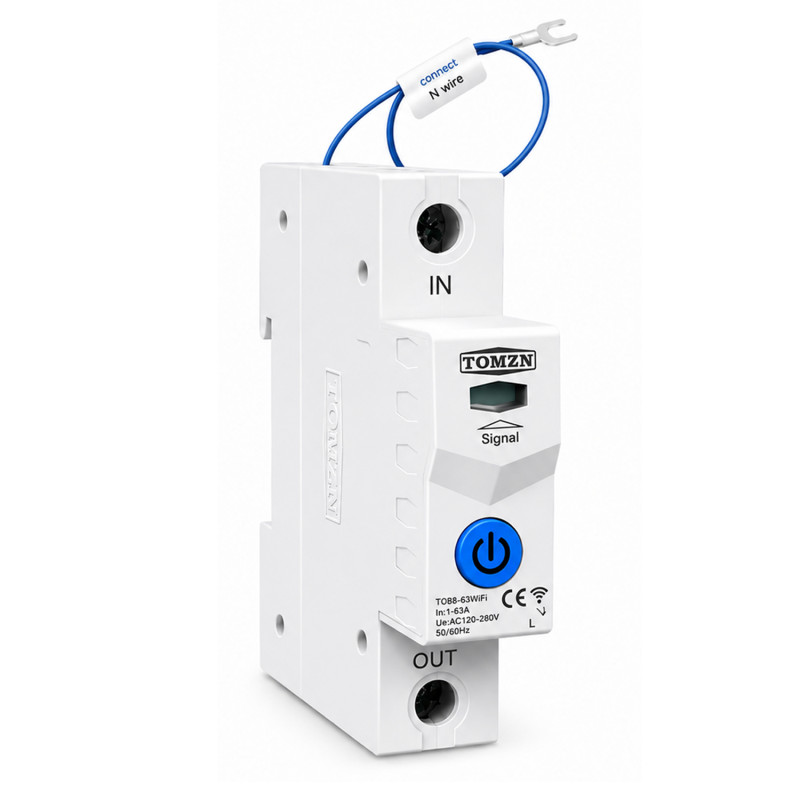 WiFi умный-выключатель с полной защитой, счетчиками, таймером 1P 63A 230V Smart Life, Tuya [TOB9-63WIFI] Tomzn