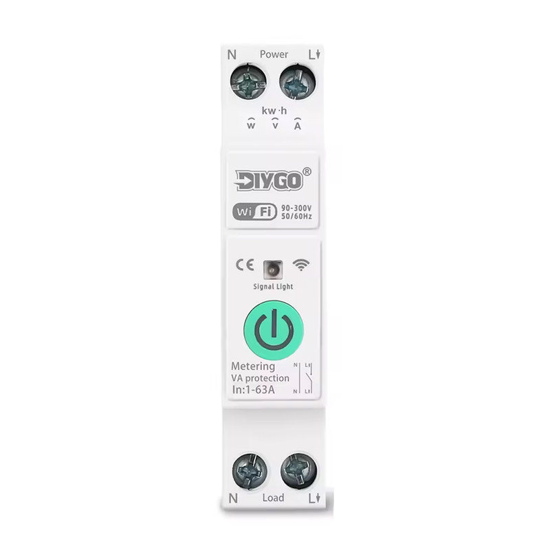 WiFi умный-выключатель с полной защитой, счетчиками, таймером 1P+N 1-63A 230V Smart Life, Tuya [DGB-63TT] DiyGo