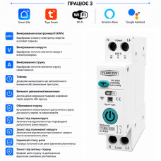 WiFi умный-выключатель с полной защитой, счетчиками, таймером 1P+N 63A 230V Smart Life, Tuya [TOB9L-63M] Tomzn