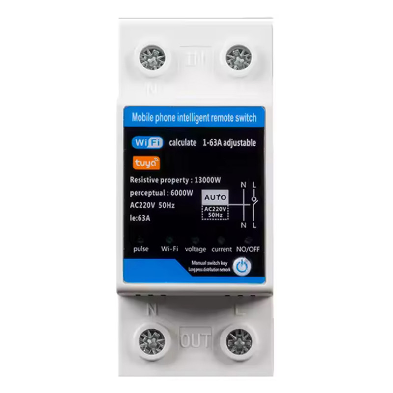 WiFi умное-реле с полной защитой, счетчиками, таймером 1P+N 63A 230V Smart Life, Tuya [WTDZW-J] RMshebei