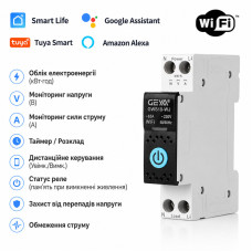 WiFi розумний-вимикач з повним захистом, лічильниками, таймером 1P+N 63A 230V Smart Life, Tuya [GWS10-WJ] Geya