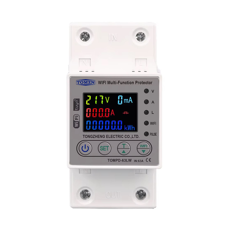WiFi умное-реле с полной защитой, счетчиками, таймером 1P+N 63A 230V Smart Life, Tuya [TOMPD-63LW] Tomzn