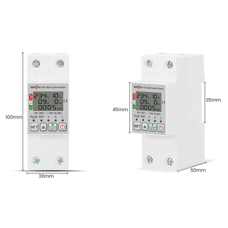WiFi умное-реле с полной защитой, счетчиками, таймером 1P+N 63A 230V Smart Life, Tuya [TO-Q-SM263JWT] Tongou