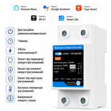 WiFi умное-реле с полной защитой, счетчиками, таймером 1P+N 63A 230V Smart Life, Tuya [WTDZW-J] RMshebei