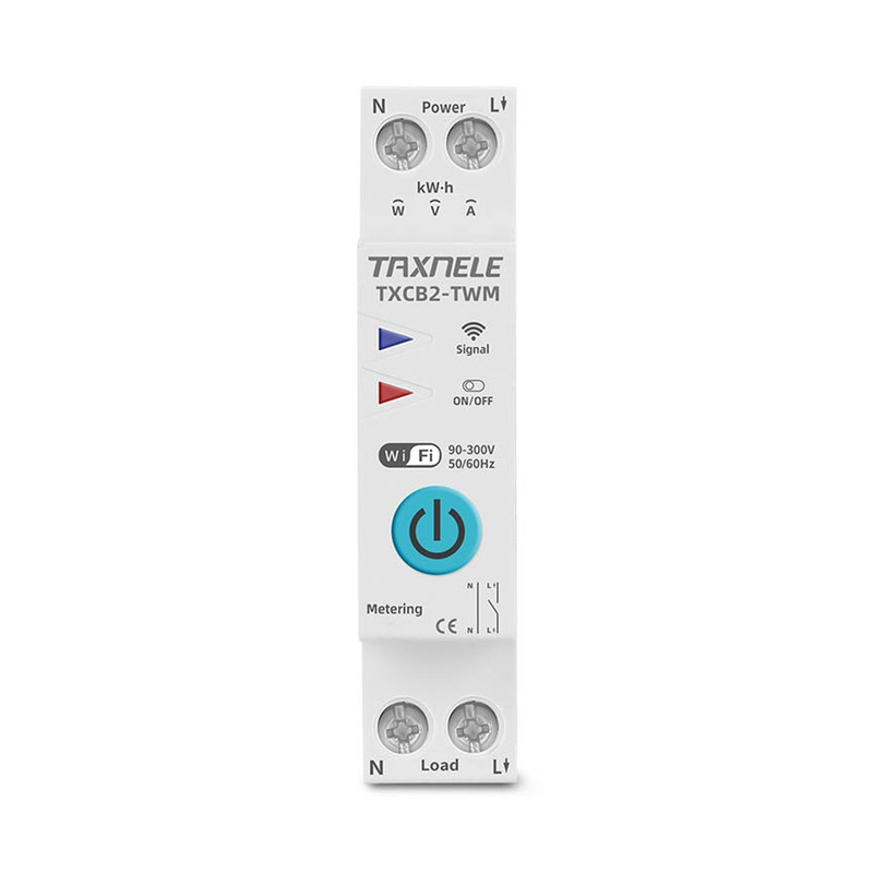 WiFi умный-выключатель с счетчиками, таймером 1P+N 20A 230V Smart Life, Tuya [TXCB2-TWM-20A] Taxnele