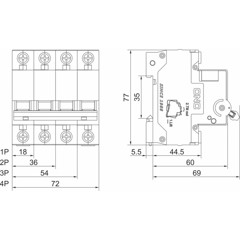 Автоматичний вимикач 3P 32A 4,5kA "D" [Б00034985] YCB6Н-63 CNC