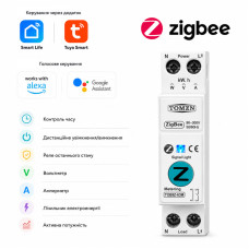 ZigBee умный-выключатель с счетчиками, таймером 1P+N 10A 230V Smart Life, Tuya [TOB9Z-63M-10A] Tomzn