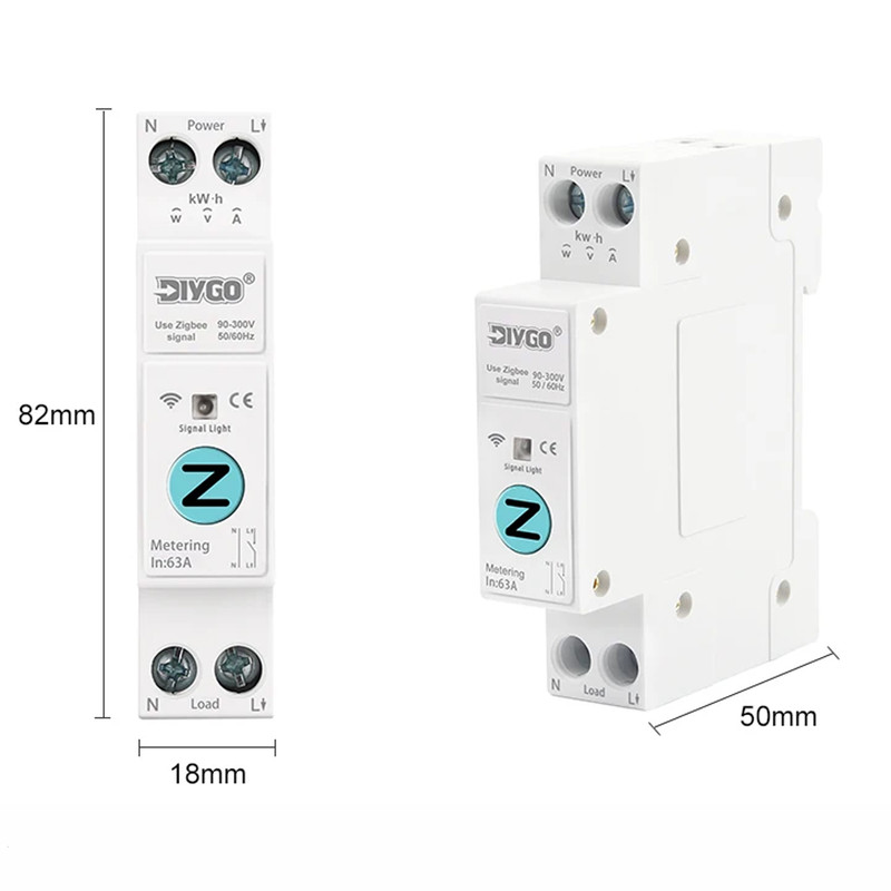 ZigBee розумний-вимикач з лічильниками, таймером 1P+N 25A 230V Smart Life, Tuya [DGB-63ZM-25A] DiyGo