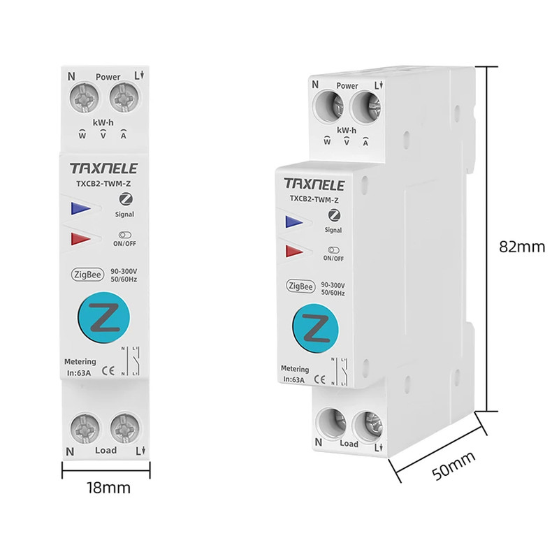 ZigBee умный-выключатель с счетчиками, таймером 1P+N 50A 230V Smart Life, Tuya [TXCB2-TWM-Z-50A] Taxnele