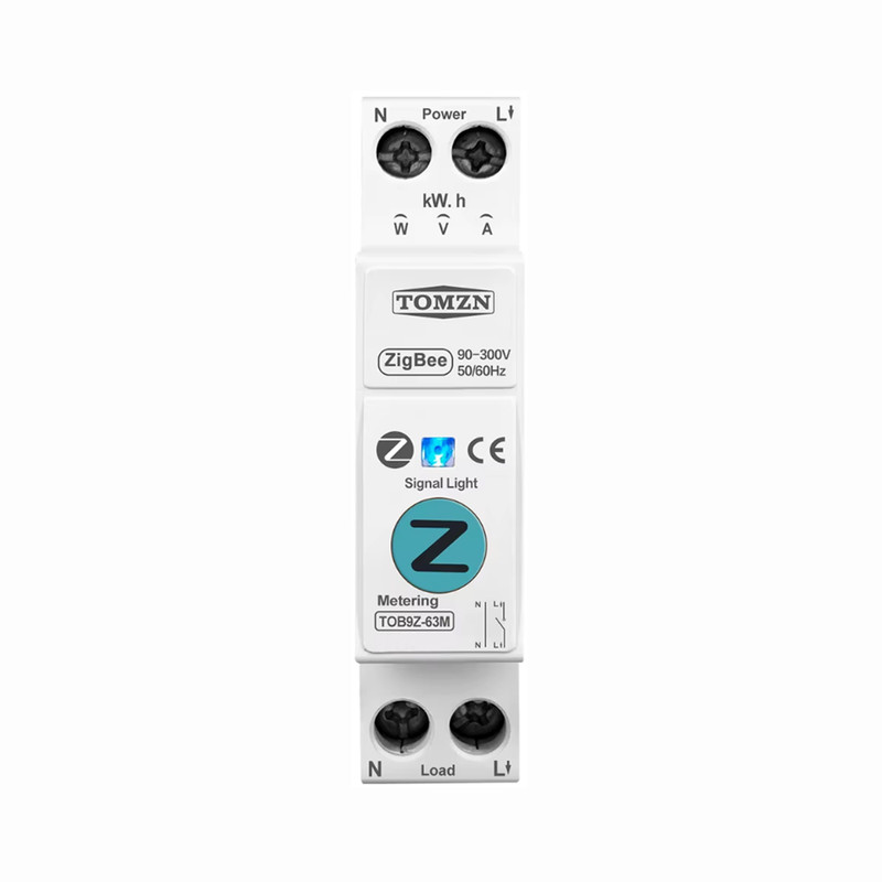 ZigBee умный-выключатель с счетчиками, таймером 1P+N 20A 230V Smart Life, Tuya [TOB9Z-63M-20A] Tomzn