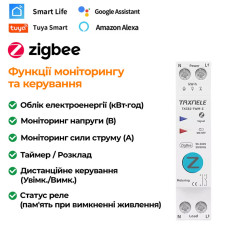 ZigBee умный-выключатель с счетчиками, таймером 1P+N 63A 230V Smart Life, Tuya [TXCB2-TWM-Z-63A] Taxnele