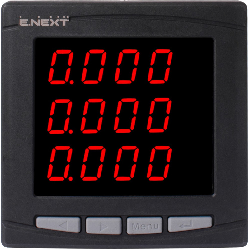 Трифазний цифровий амперметр 5А 230В АС 96х96x55мм врізний [p079001] E.NEXT e.meter.pro.96.a.led