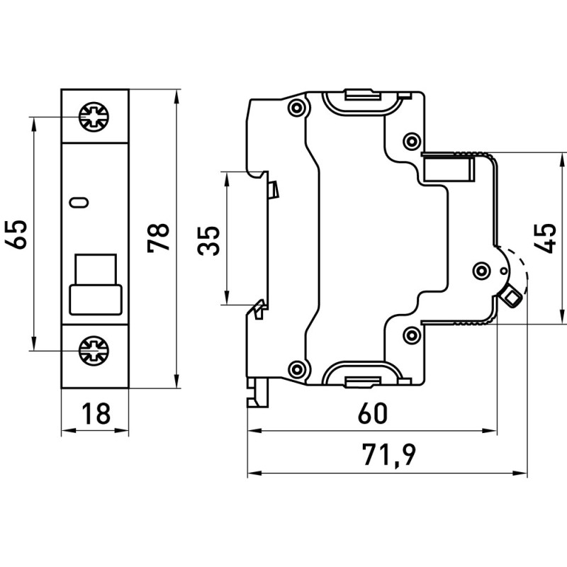 Автоматичний вимикач 1р 45А 6кА "C" [s002162] E.NEXT e.mcb.stand.60.1.C45