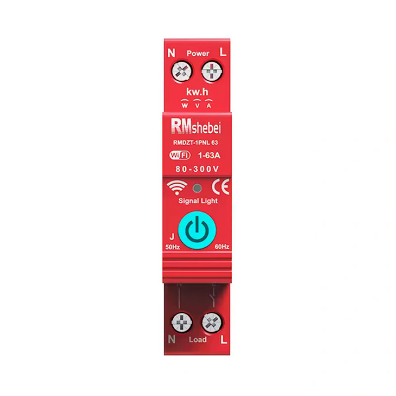 WiFi умный-выключатель с счетчиками, таймером 1P+N 63A 230V Smart Life, Tuya [RMDZT-1PNL 63J] RMshebei