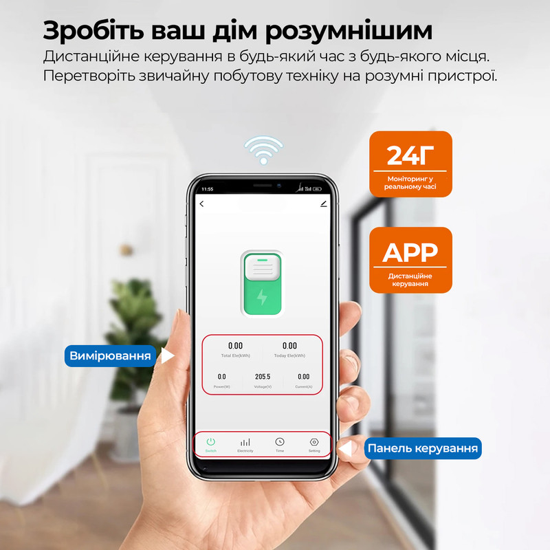 WiFi умный-выключатель с счетчиками, таймером 1P+N 32A 230V Smart Life, Tuya [TXCB2-TWM-32A] Taxnele