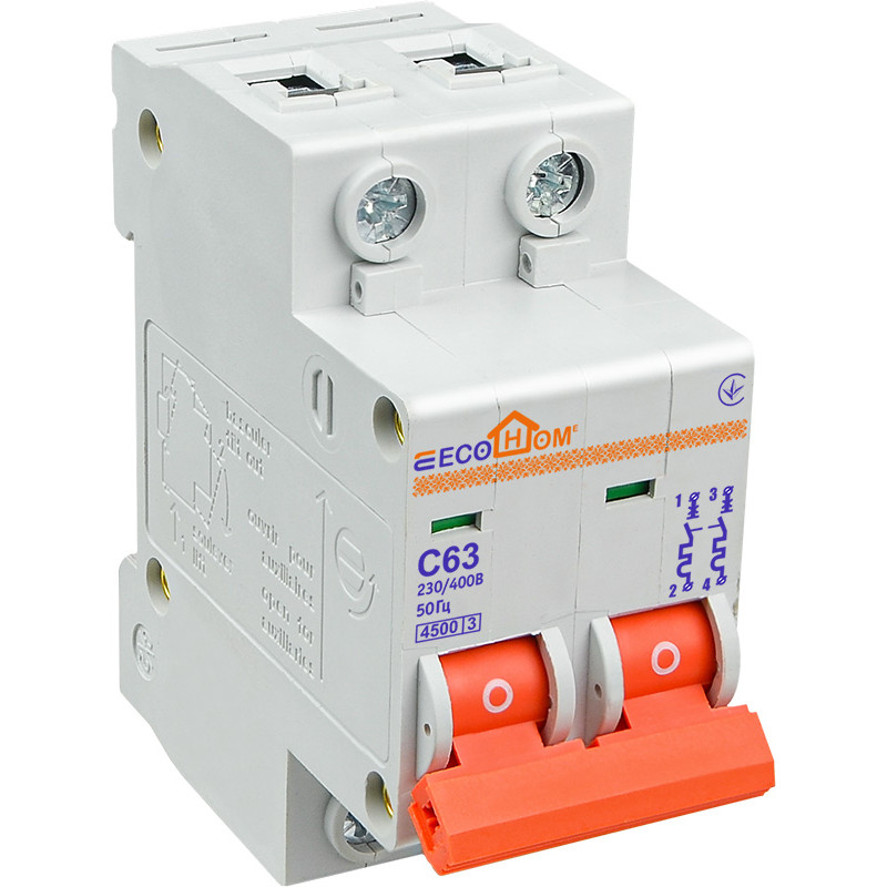 Автоматичний вимикач 2P 63A 4,5кА "C" [ECO010020009] ECO АСКО