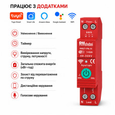 WiFi умный-выключатель с счетчиками, таймером 1P+N 63A 230V Smart Life, Tuya [RMDZT-1PNL 63J] RMshebei