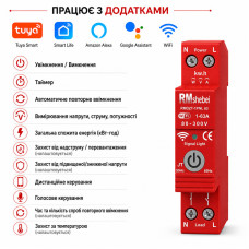 WiFi умный-выключатель с полной защитой, счетчиками, таймером 1P+N 63A 230V Smart Life, Tuya [RMDZT-1PNL 63JT] RMshebei
