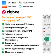 ZigBee умный-выключатель с полной защитой, счетчиками, таймером 1P+N 1-63A 230V Smart Life, Tuya [TXCB2-VAP-Z] Taxnele