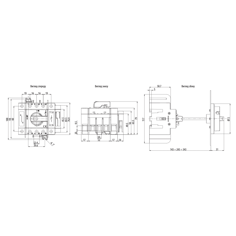 Роз'єднувач навантаження 3Р 125A [4660108] LAS 3P 125 ETI