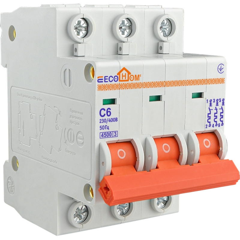 Автоматичний вимикач 3P 6A 4,5кА "C" [ECO010030001] ECO АСКО