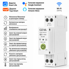 WiFi розумний-вимикач з повним захистом, функція ПЗВ, лічильниками, таймером 1P+N 1-63A 230V Smart Life, Tuya [GYDZT-1PNL 63JL] Geya