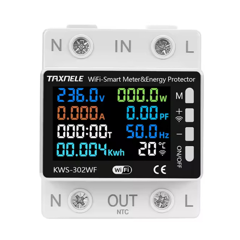 WiFi умное-реле с полной защитой, счетчиками, таймером 1P+N 63A 230V Smart Life, Tuya [KWS-302WF] Taxnele