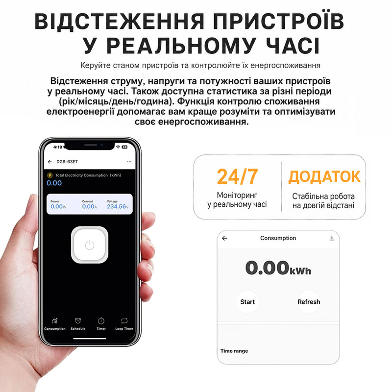 WiFi розумний-вимикач з повним захистом, лічильниками, таймером 1P+N 1-63A 230V eWeLink [DGB-63ET] DiyGo