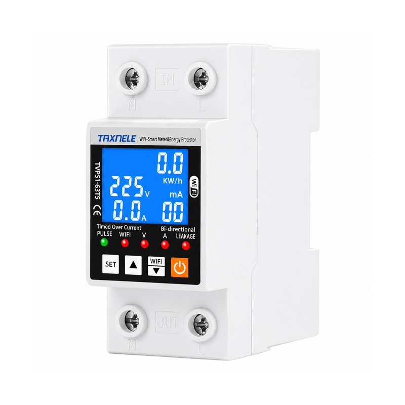 WiFi розумне-реле з повним захистом, лічильниками, таймером 1P+N 63A 230V Smart Life, Tuya [TVPS1-63TS] Taxnele