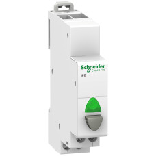 Кнопка на DIN-рейку 1NO серая индикатор зеленый 110-230V [A9E18036] Acti9 iPB Schneider Electric